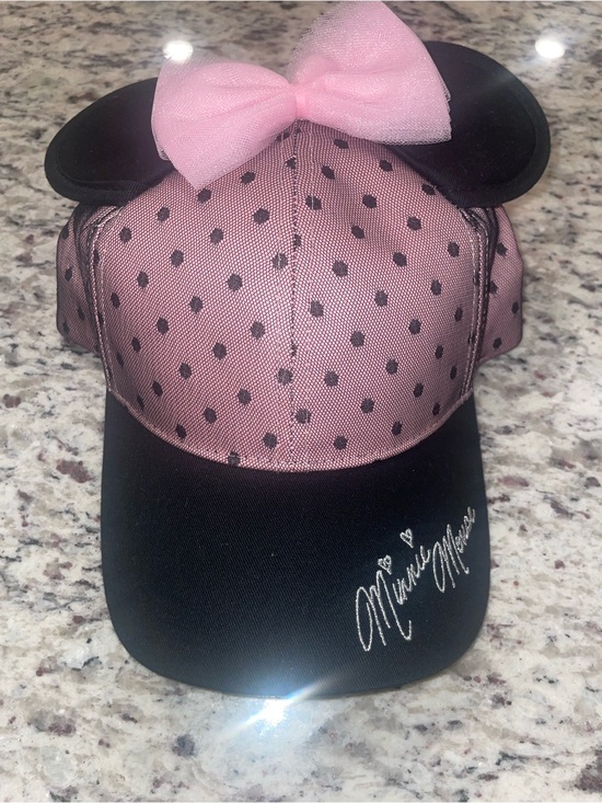 Disney Accessories - Disney Parks Pink Polka Dot Mesh Minnie Mouse Ear Baseball Cap with Bow